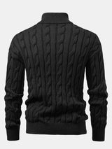 Declan - Jacquard Cable Knit Quarter-Zip Sweater