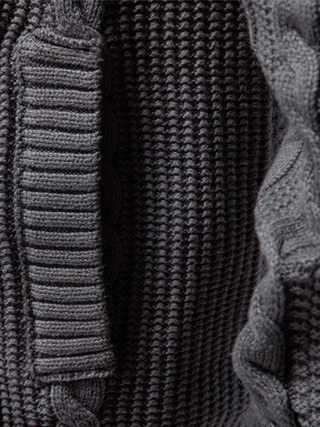 Duncan - Jacquard Cable Knit Stand Collar Zip Sweater