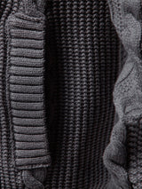 Duncan - Jacquard Cable Knit Stand Collar Zip Sweater