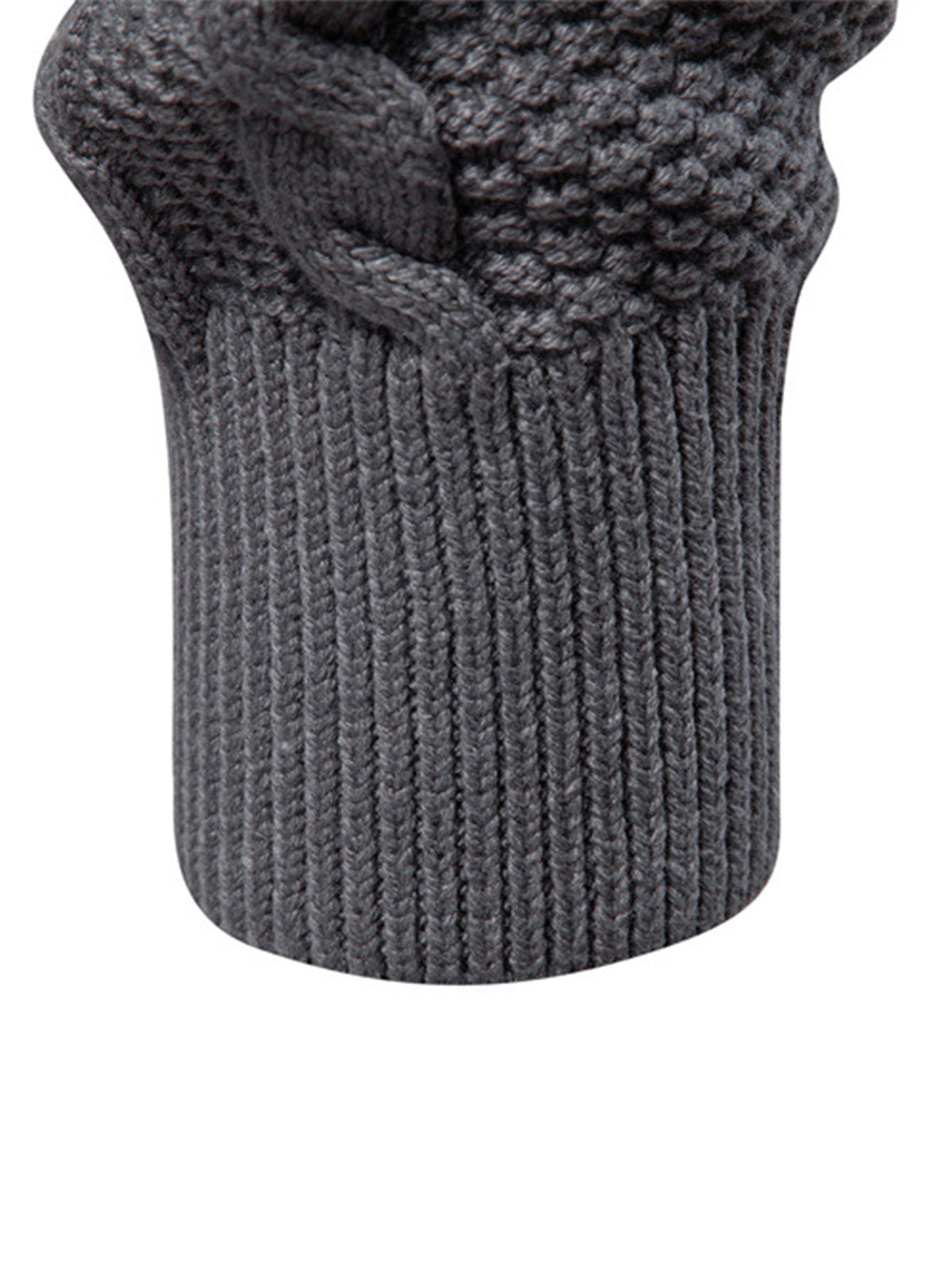 Duncan - Jacquard Cable Knit Stand Collar Zip Sweater