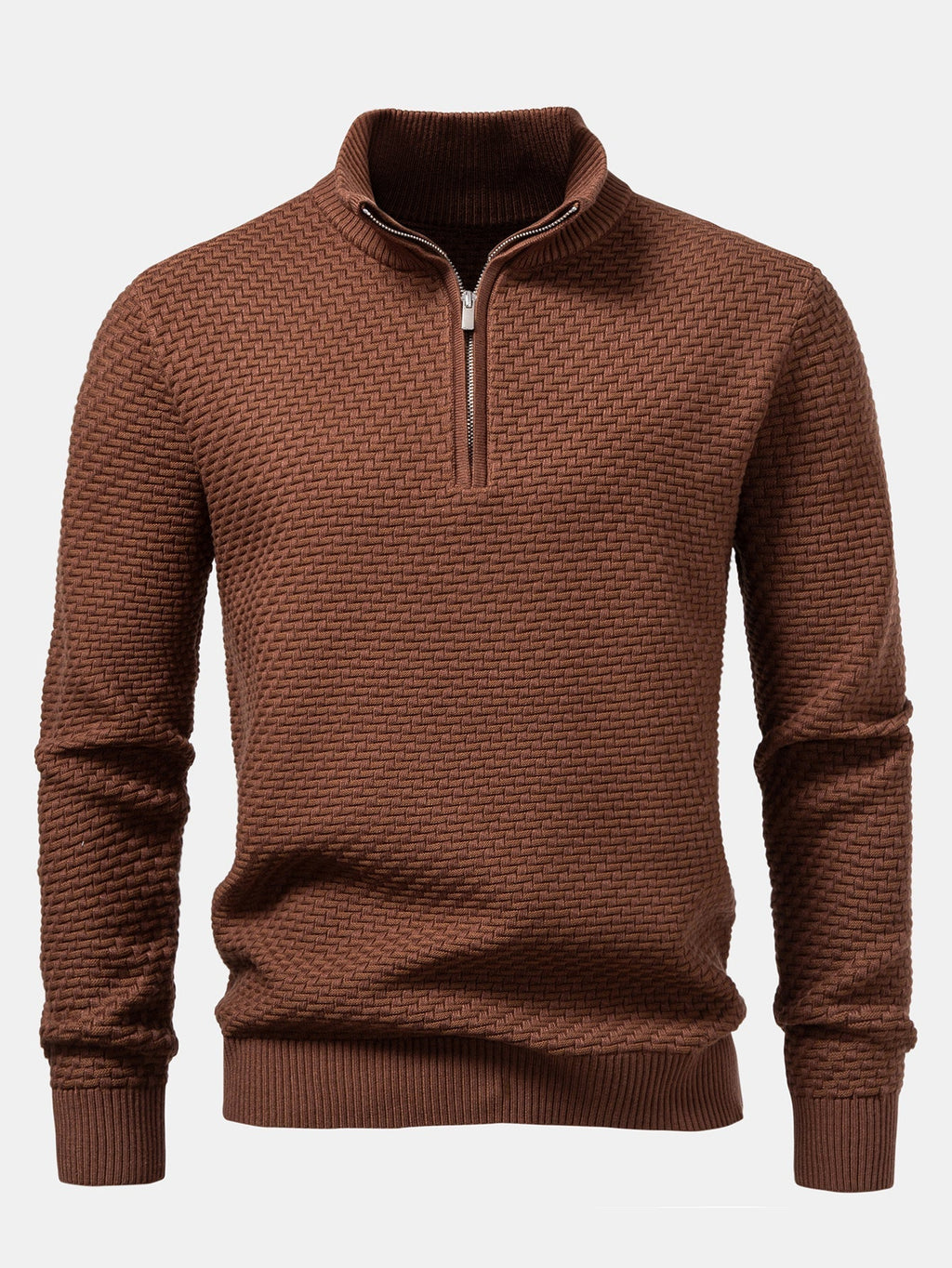 Fraser - Wave Pattern Jacquard Quarter-Zip Sweater