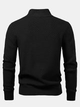 Fraser - Wave Pattern Jacquard Quarter-Zip Sweater