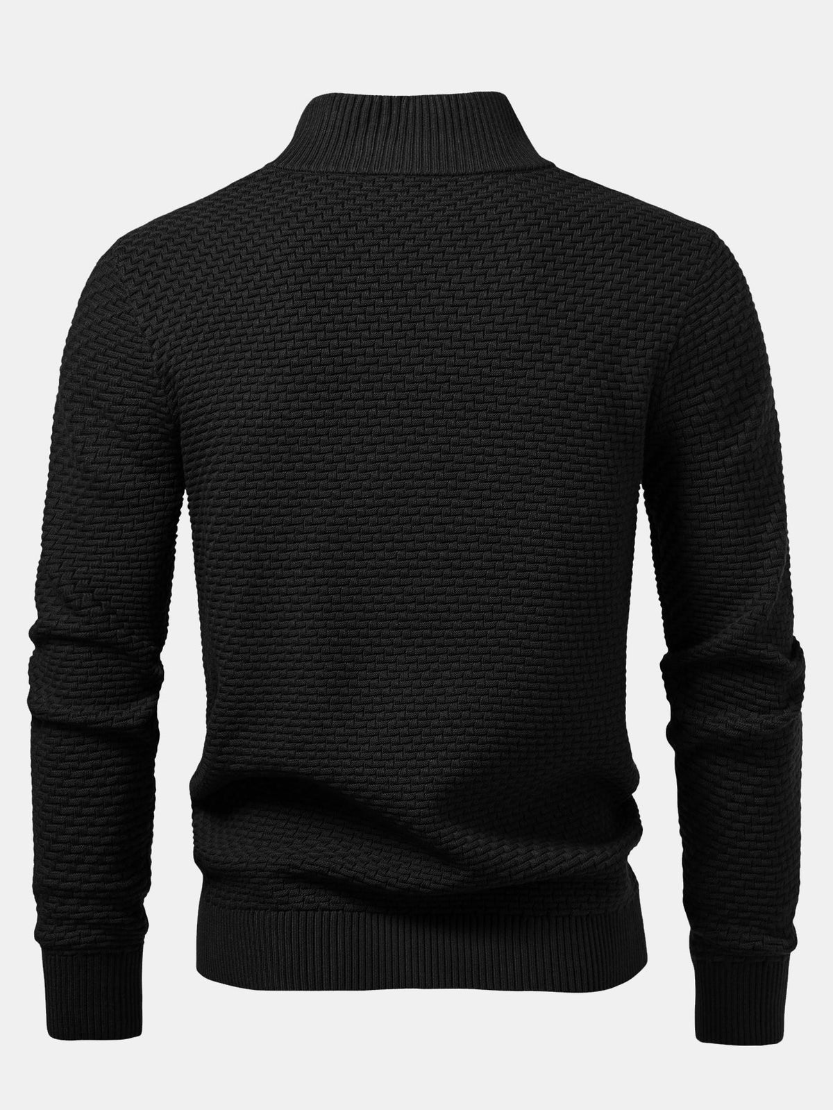 Fraser - Wave Pattern Jacquard Quarter-Zip Sweater