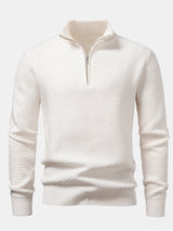 Fraser - Wave Pattern Jacquard Quarter-Zip Sweater