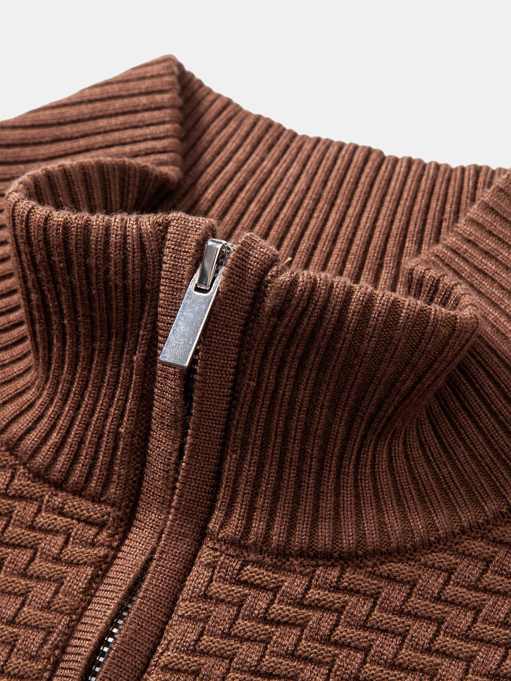 Fraser - Wave Pattern Jacquard Quarter-Zip Sweater
