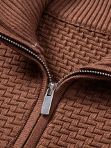 Fraser - Wave Pattern Jacquard Quarter-Zip Sweater