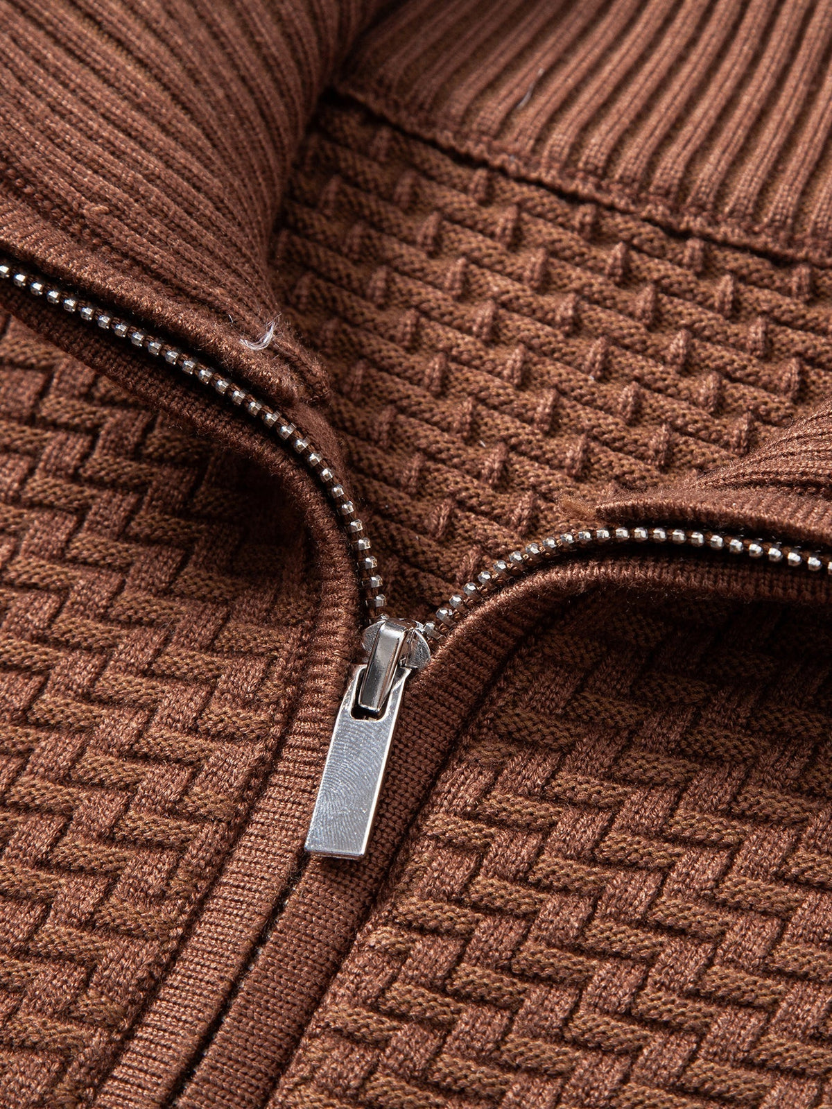 Fraser - Wave Pattern Jacquard Quarter-Zip Sweater