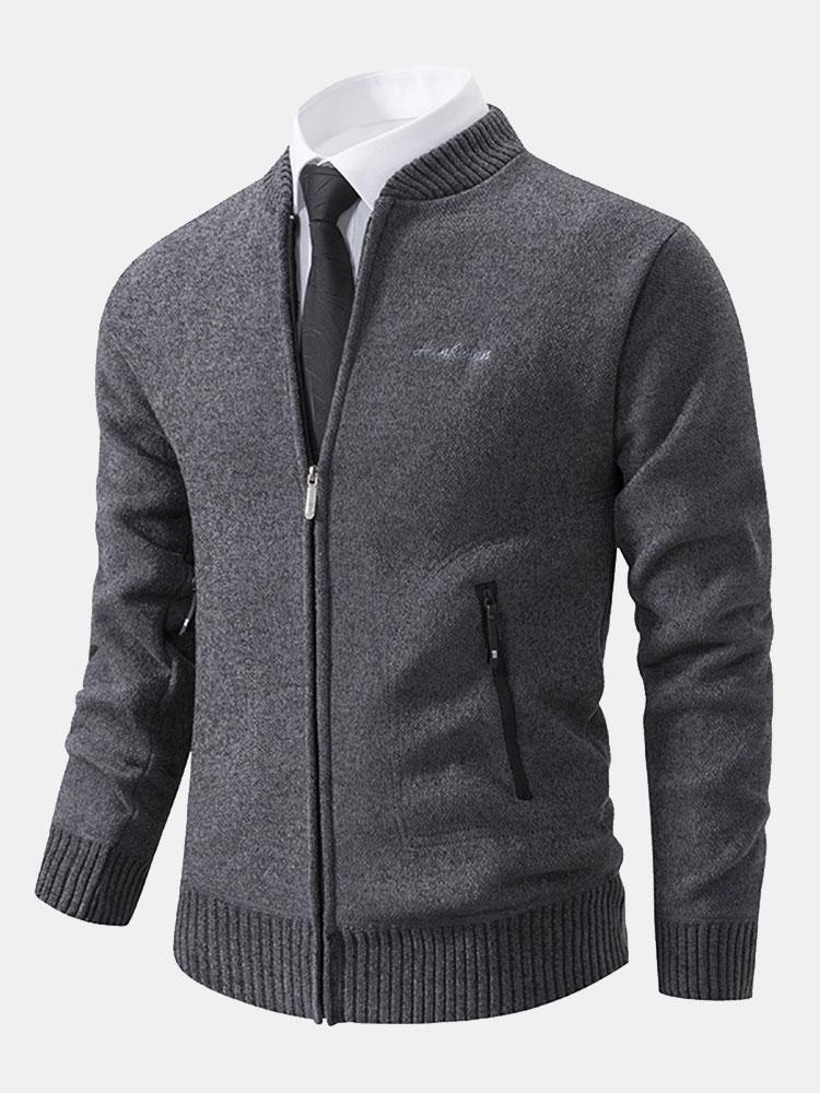 Gordon - Knitted Baseball Collar Zip Sweater