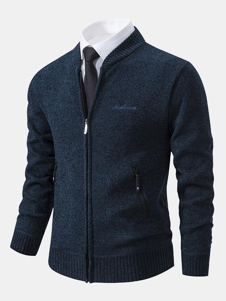 Gordon - Knitted Baseball Collar Zip Sweater