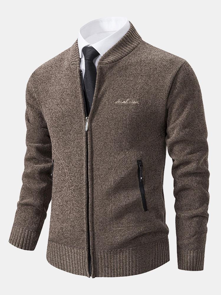Gordon - Knitted Baseball Collar Zip Sweater