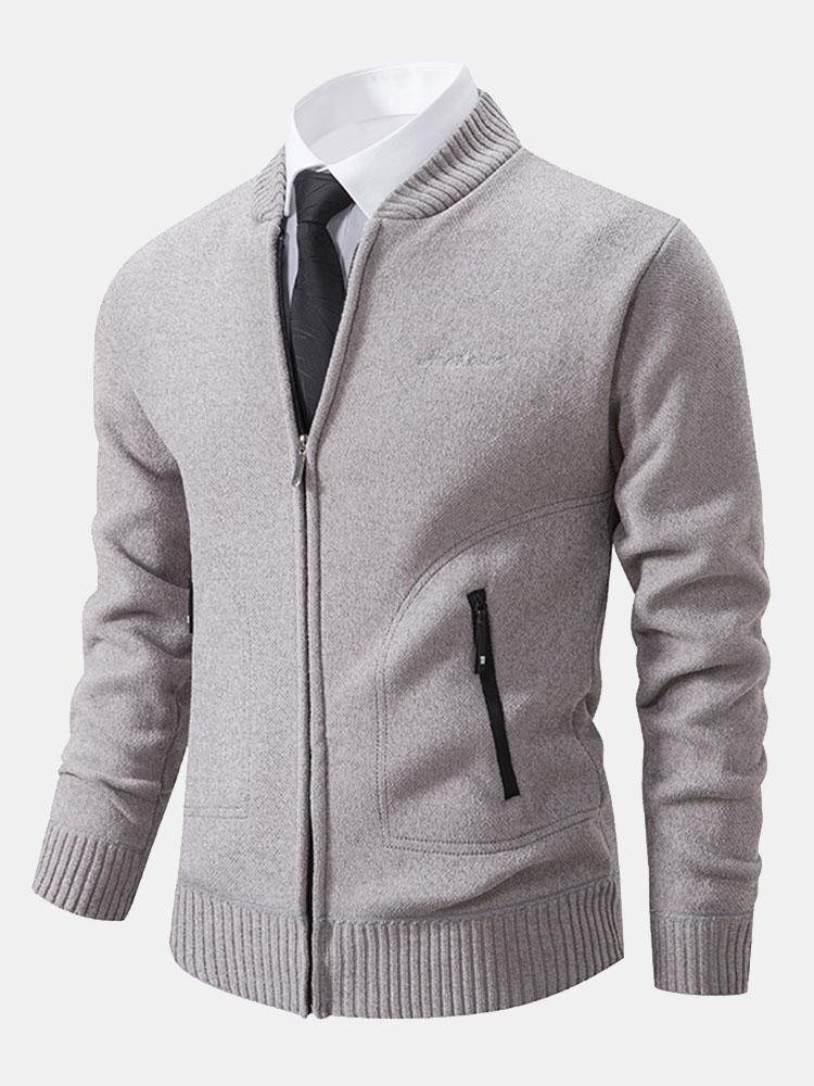 Gordon - Knitted Baseball Collar Zip Sweater