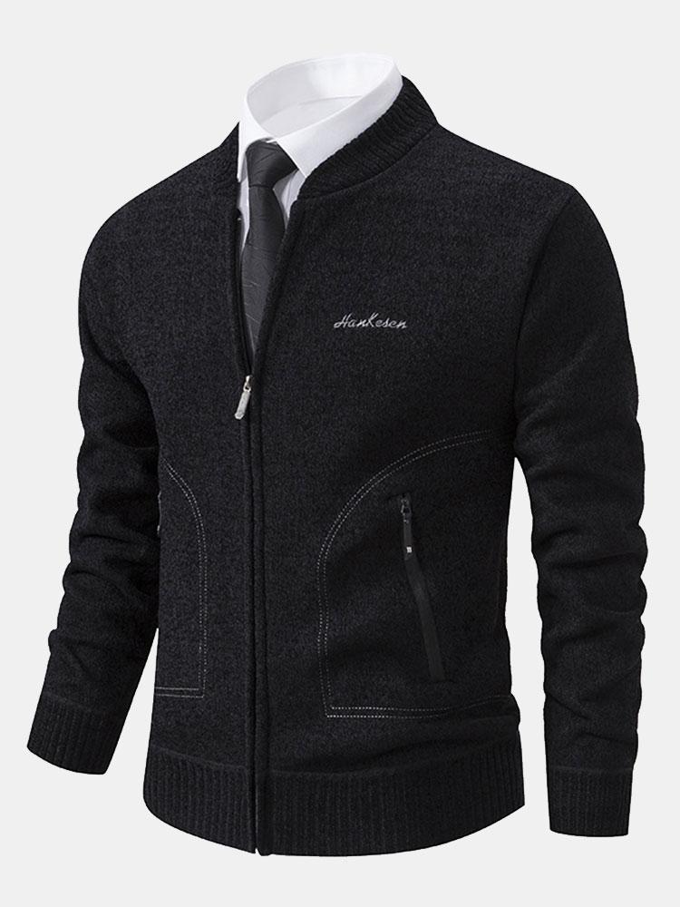 Gordon - Knitted Baseball Collar Zip Sweater