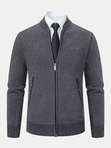 Gordon - Knitted Baseball Collar Zip Sweater