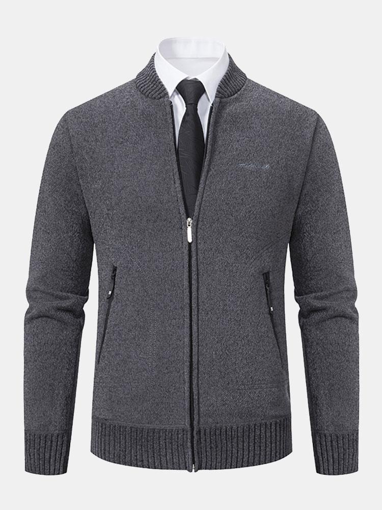 Gordon - Knitted Baseball Collar Zip Sweater