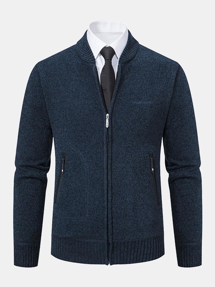 Gordon - Knitted Baseball Collar Zip Sweater