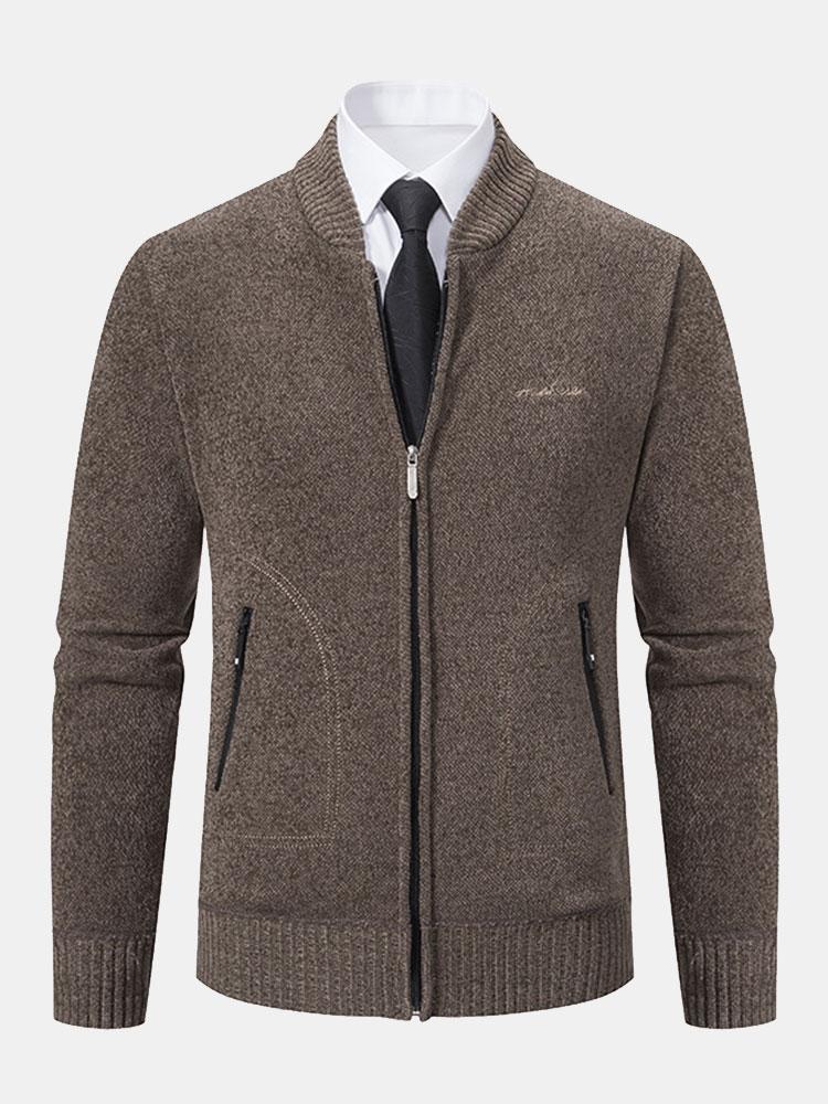 Gordon - Knitted Baseball Collar Zip Sweater