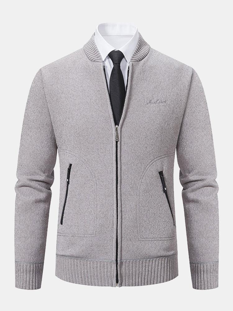 Gordon - Knitted Baseball Collar Zip Sweater