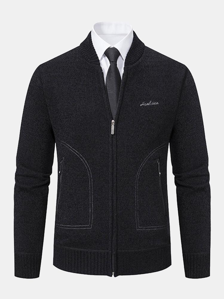 Gordon - Knitted Baseball Collar Zip Sweater
