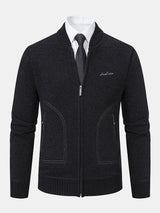 Gordon - Knitted Baseball Collar Zip Sweater