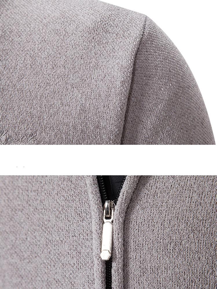 Gordon - Knitted Baseball Collar Zip Sweater