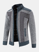 Ian - Faux Suede Patchwork Zip Sweater