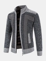 Ian - Faux Suede Patchwork Zip Sweater