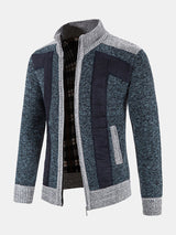 Ian - Faux Suede Patchwork Zip Sweater