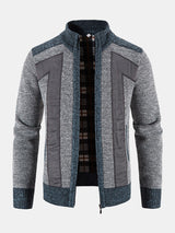 Ian - Faux Suede Patchwork Zip Sweater