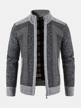 Ian - Faux Suede Patchwork Zip Sweater