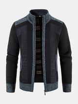Ian - Faux Suede Patchwork Zip Sweater