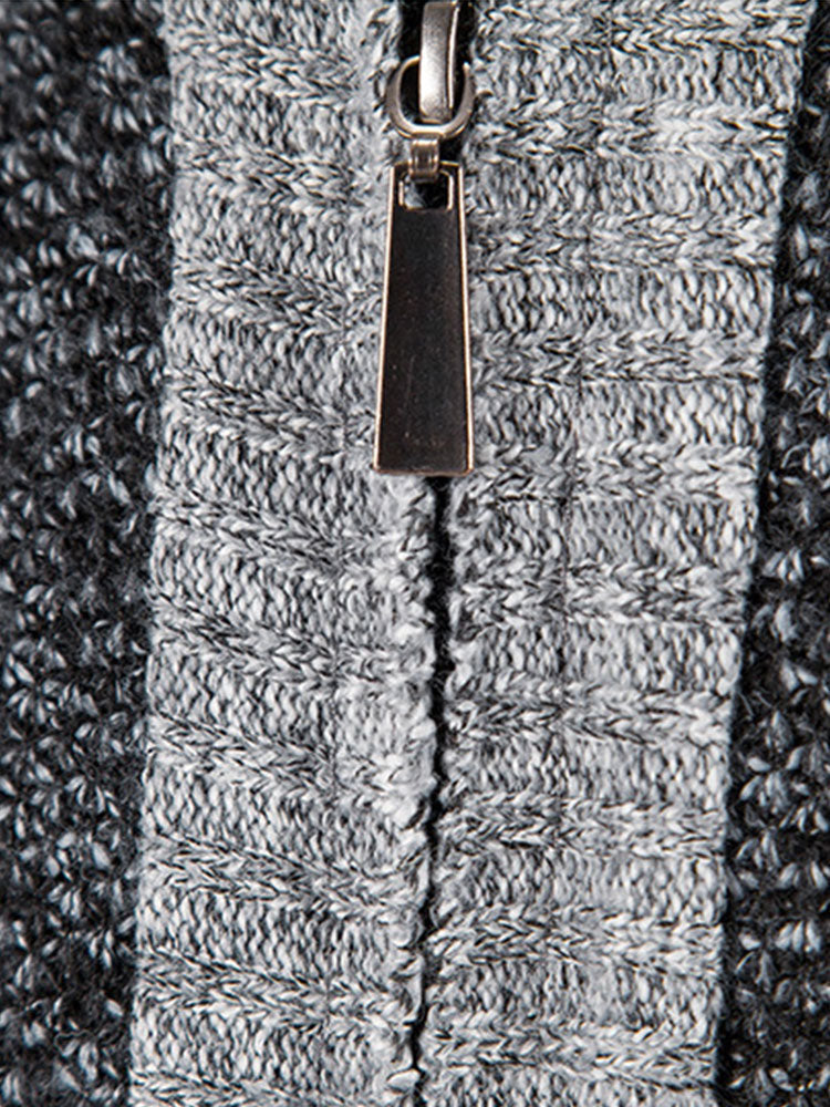 Ian - Faux Suede Patchwork Zip Sweater