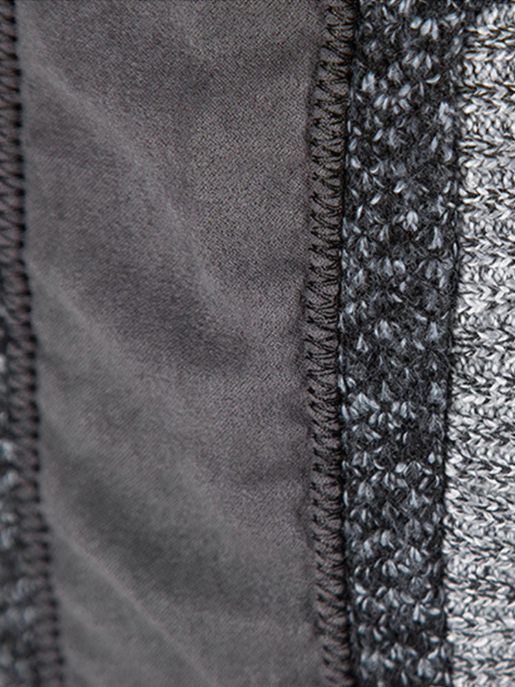 Ian - Faux Suede Patchwork Zip Sweater