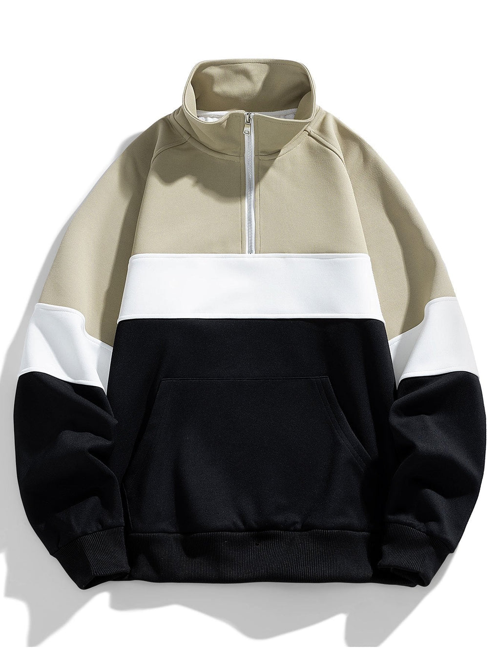 Neil - Colour Block Mock Neck Quarter-Zip Sweatshirt