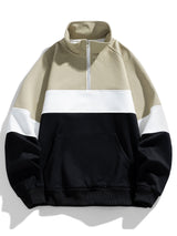Neil - Colour Block Mock Neck Quarter-Zip Sweatshirt