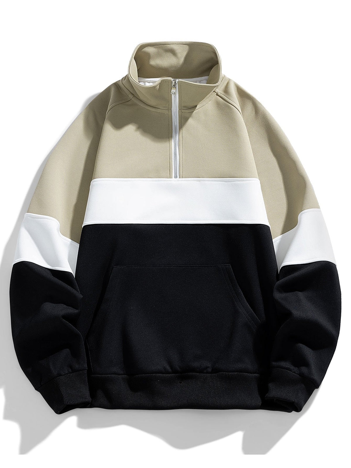 Neil - Colour Block Mock Neck Quarter-Zip Sweatshirt