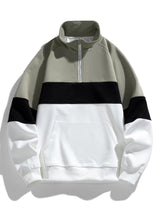 Neil - Colour Block Mock Neck Quarter-Zip Sweatshirt