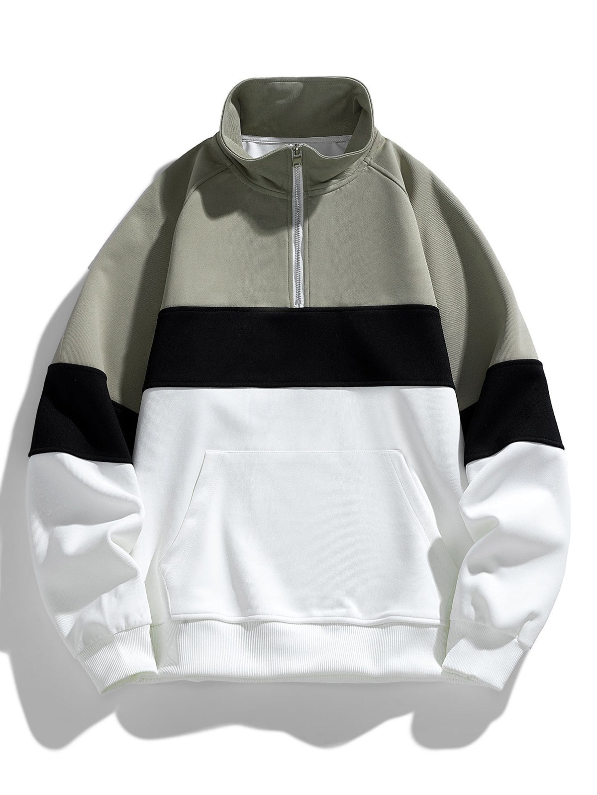 Neil - Colour Block Mock Neck Quarter-Zip Sweatshirt