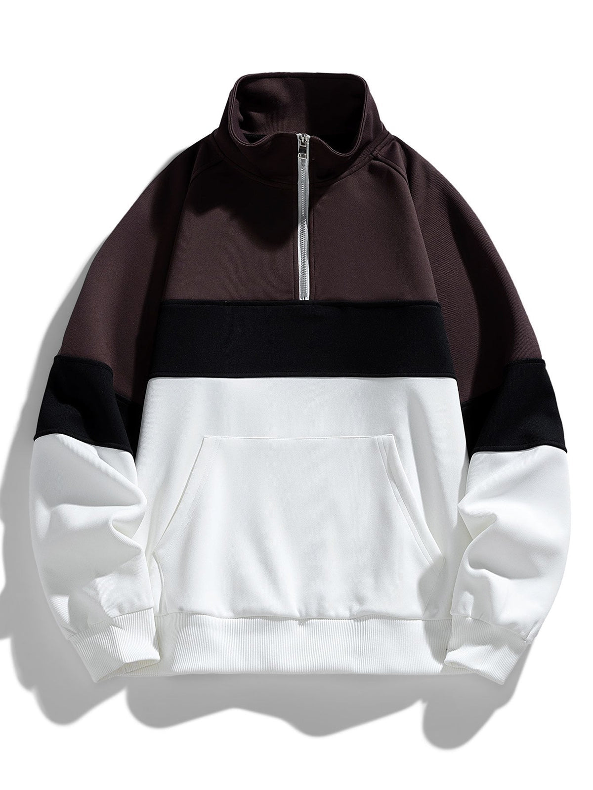 Neil - Colour Block Mock Neck Quarter-Zip Sweatshirt