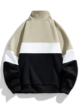 Neil - Colour Block Mock Neck Quarter-Zip Sweatshirt