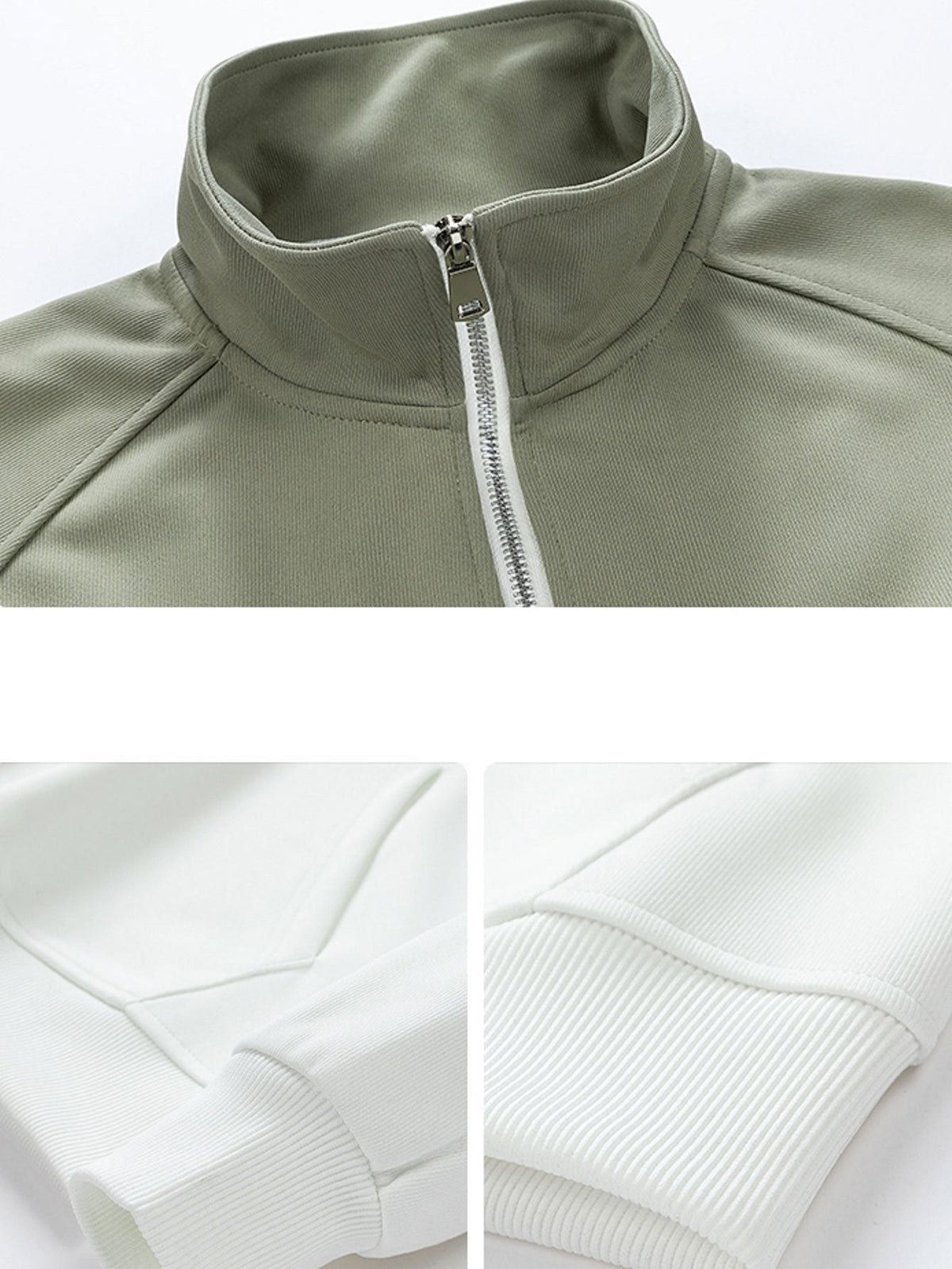 Neil - Colour Block Mock Neck Quarter-Zip Sweatshirt