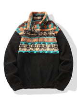 Stuart - Folk Pattern Teddy Fleece Quarter-Zip Pullover