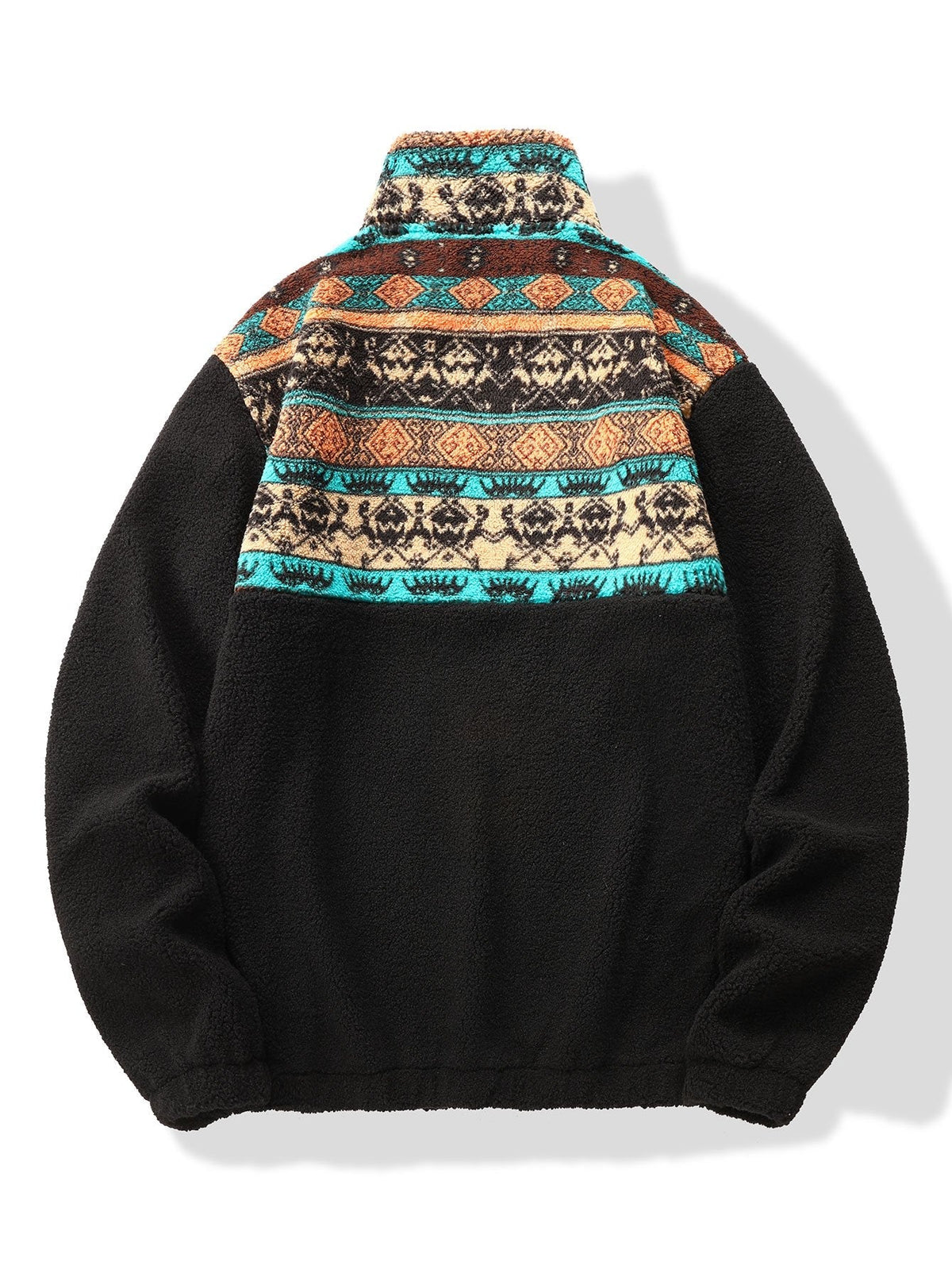 Stuart - Folk Pattern Teddy Fleece Quarter-Zip Pullover