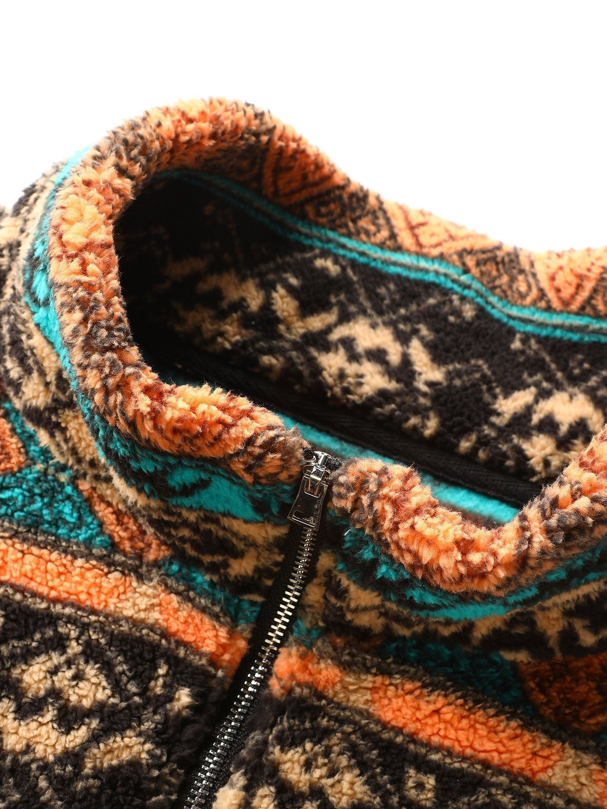 Stuart - Folk Pattern Teddy Fleece Quarter-Zip Pullover
