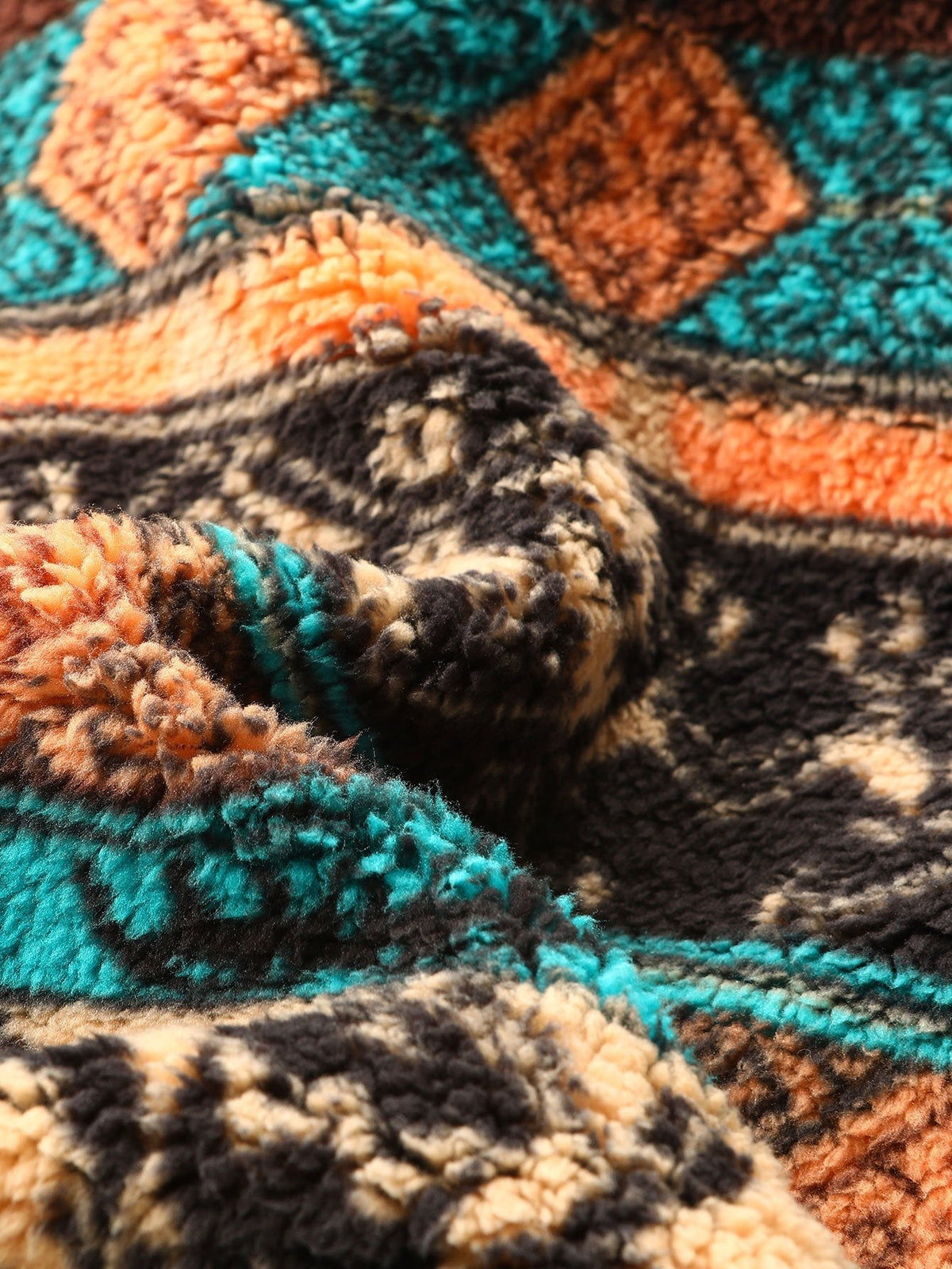 Stuart - Folk Pattern Teddy Fleece Quarter-Zip Pullover