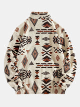 Alistair - Aztec Pattern Teddy Fleece Quarter-Zip Pullover