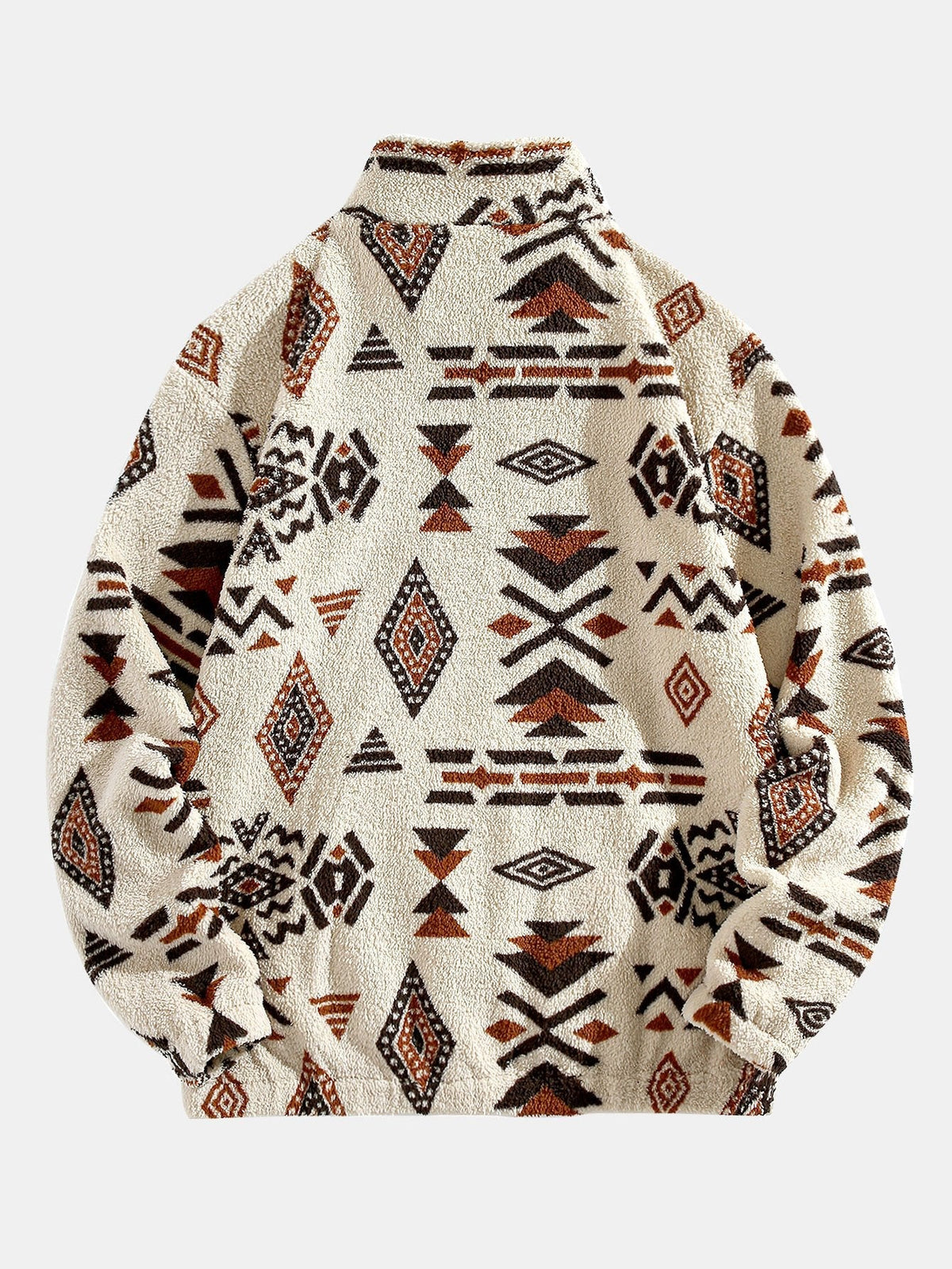 Alistair - Aztec Pattern Teddy Fleece Quarter-Zip Pullover
