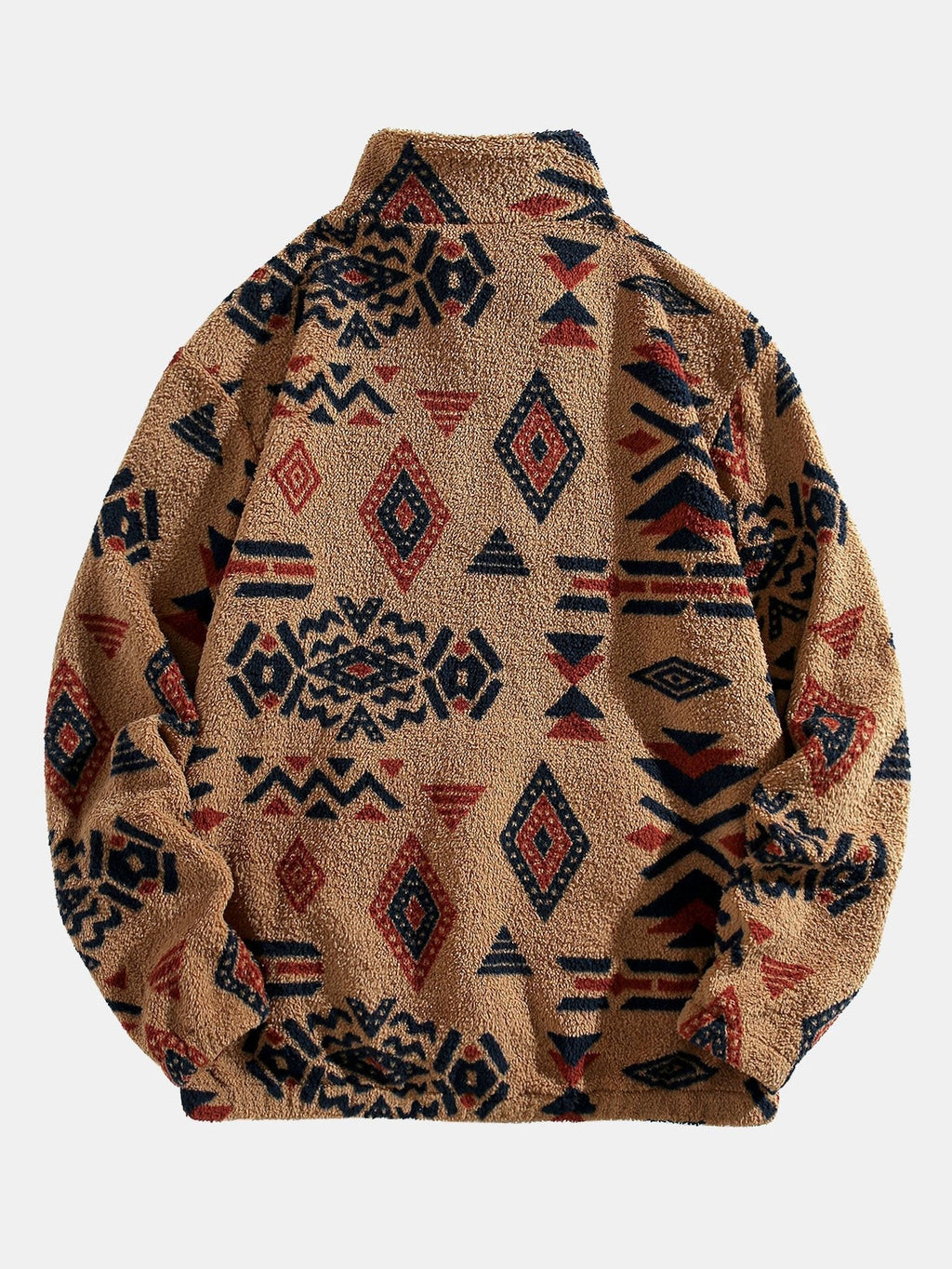 Alistair - Aztec Pattern Teddy Fleece Quarter-Zip Pullover