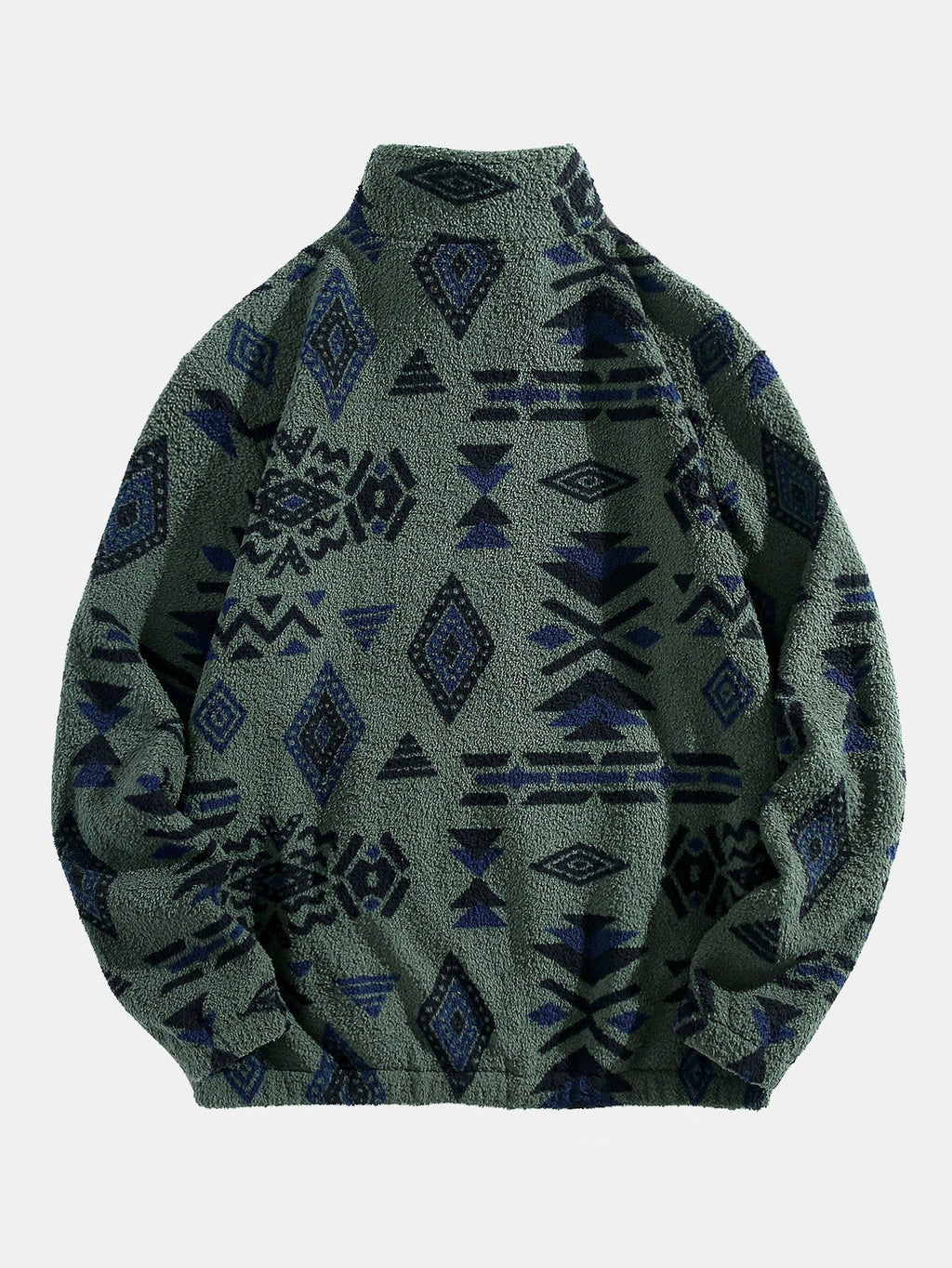 Alistair - Aztec Pattern Teddy Fleece Quarter-Zip Pullover
