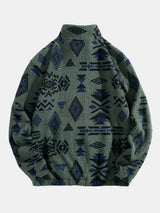 Alistair - Aztec Pattern Teddy Fleece Quarter-Zip Pullover