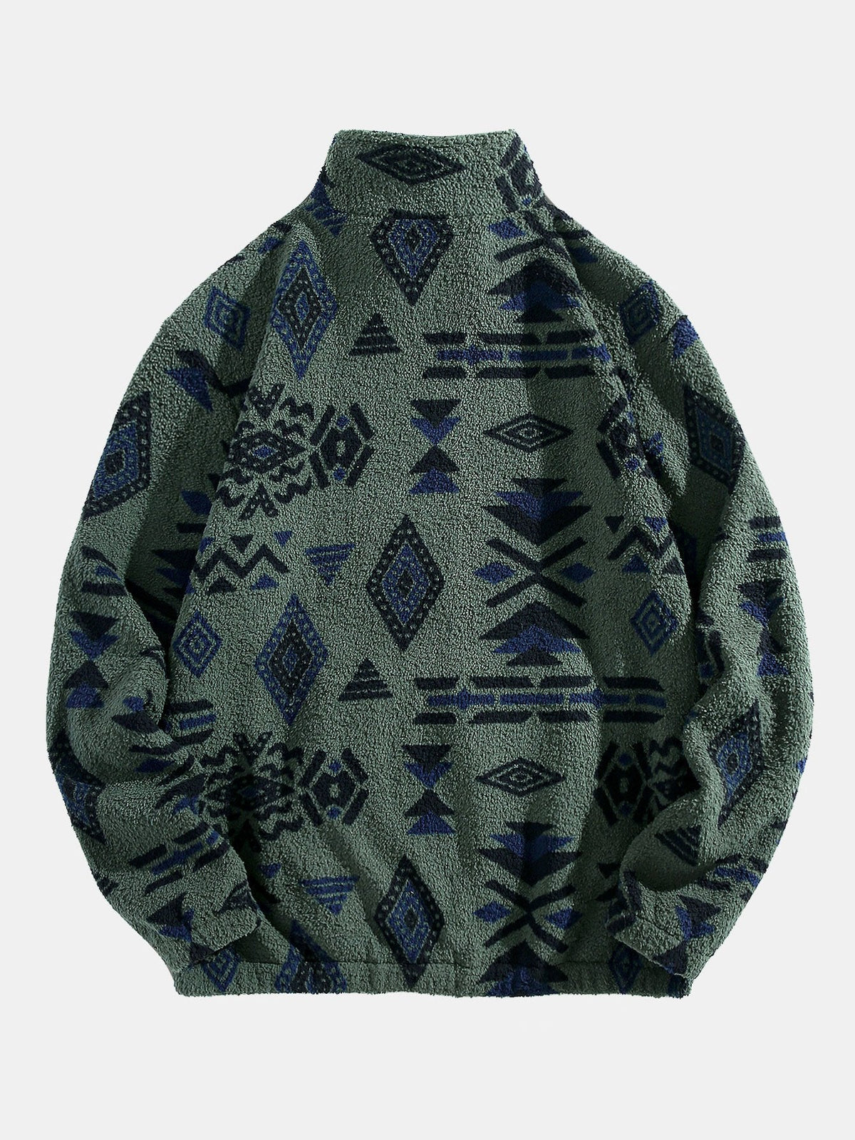 Alistair - Aztec Pattern Teddy Fleece Quarter-Zip Pullover